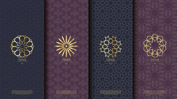 Ambalaj şablon İslâm element Dikişsiz desen arka plan ve logo vektör tasarımı, renk örneği desen dahil