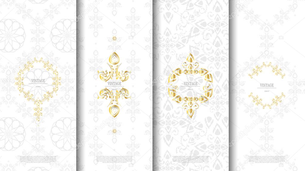 Packaging template islamic white pattern design element concept background and logo vector design; inclusive of swatch pattern