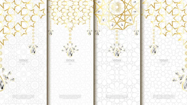 Шаблон Элемента Исламского Шаблона Алмазным Винтажным Фоном Векторным Дизайном Логотипа — стоковый вектор