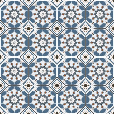 Arabesk tarzı sekizgen Dikişsiz desen arka plan vektör tasarımı, içine alan-in desen renk örneği