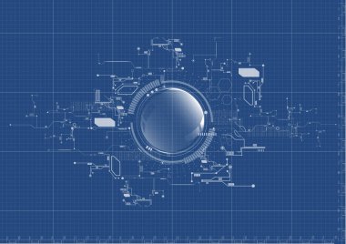 Teknolojik Soyut Dijital Teknik sistem planı arka plan vektör tasarımı