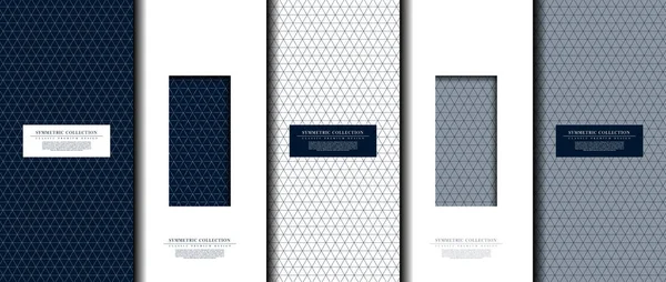 Collection Symétrique Motif Abstrait Géométrique Bleu Marine Fond Carte Modèle — Image vectorielle