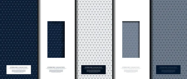 Collection Symétrique Motif Abstrait Hexagonal Géométique Bleu Marine Fond Carte — Image vectorielle
