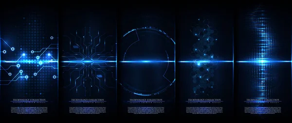 Teknoloji koleksiyonu soyut modern cyber arka plan şablonu vektör tasarımı
