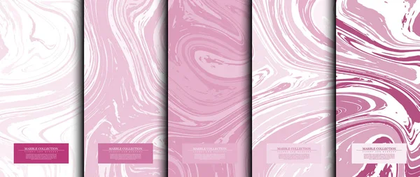 Коллекция Мрамора Абстрактный Жидкий Узор Текстура Розовый Фон Карточки Векторный — стоковый вектор