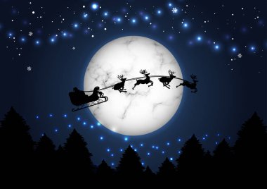 Happy Christmas ve yeni yıl kavramı Santa ay zemin üzerine tasarım vektör