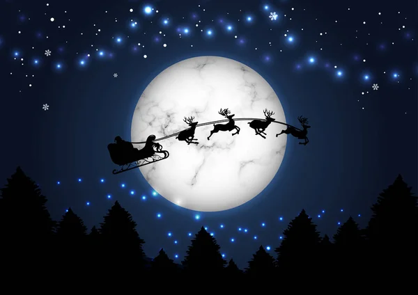 Happy Christmas New Year Concept Santa Moon Background Vector Design — Stock Vector