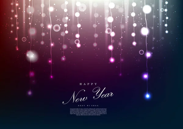 Happy New Year Beautiful Fairy Light Background Template Desain Vector - Stok Vektor