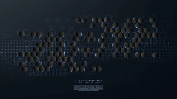 技术未来主义六角形抽象计算机系统连接 — 图库矢量图片