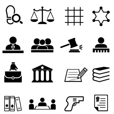 Adalet, hukuk, hukuk ve avukat web Icon set