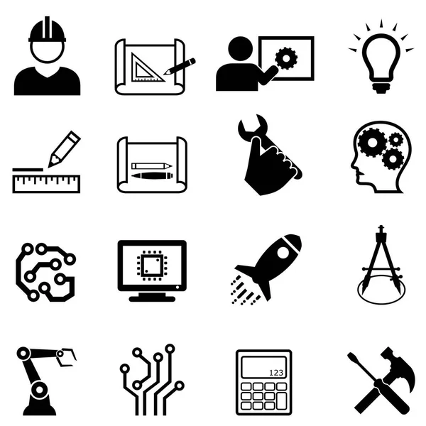 Mérnöki Tervezési Kapcsolódó Webes Icon Set — Stock Vector