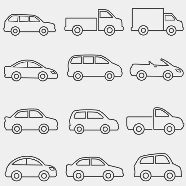 Набор Иконок Автомобилей Фургонов Грузовиков — стоковый вектор