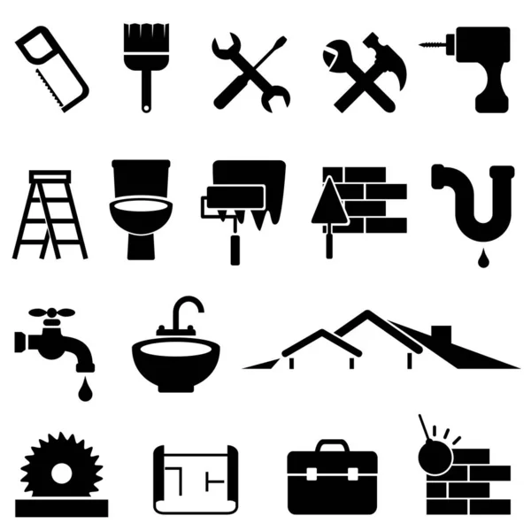 Icon Set für Heimwerker und Renovierungen — Stockvektor