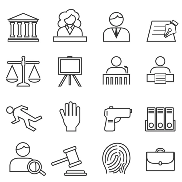 正义、法律、法律图标集 免版税图库矢量图片