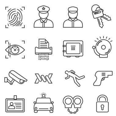 Güvenlik, güvenlik hattı simgesi seti