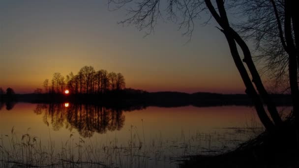 Timelapse Lever Soleil Sur Lac Matin Printemps — Video