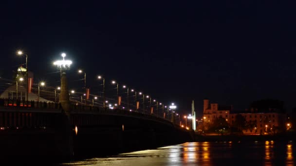 Timelapse Natt Salute Staden Riga — Stockvideo