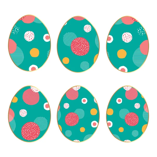 Ensemble abstrait d'œufs de Pâques à pois — Image vectorielle