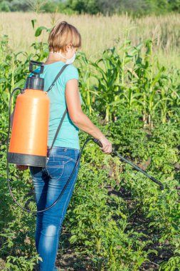 Bahçıvan maskeli patates bitkiler mantar hastalığı veya haşere basınç spreyi bahçede koruyor