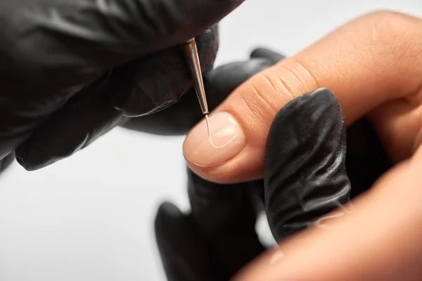 Proces Van Het Maken Van Modieuze Manicure Schoonheidssalon Close Van — Stockfoto