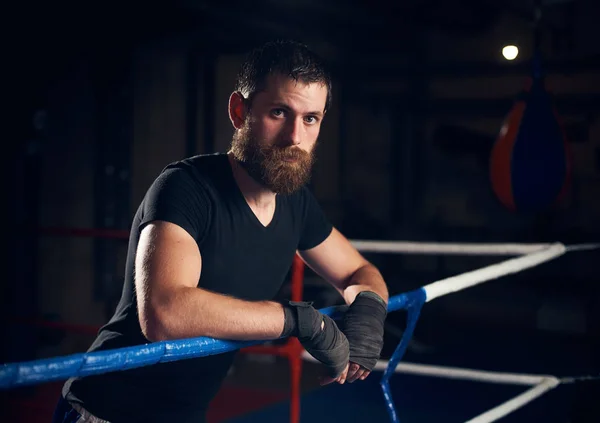 Retrato Jovem Lutador Ringue Clube Desportivo — Fotografia de Stock