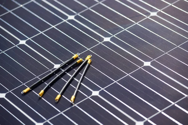 Крупним Планом Деталі Проводки Підключення Сонячної Фотоелектричної Системи — стокове фото