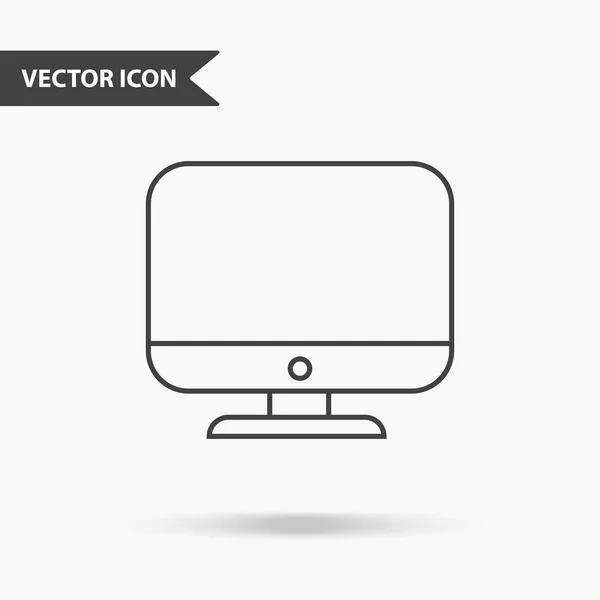 Moderne Und Einfache Vektorillustration Des Computermonitorsymbols Flachbild Mit Dünnen Linien — Stockvektor