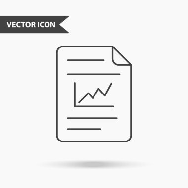 Grafik ve metin içeren belge simgesinin basit vektör çizimi. Uygulama, sunum, web sitesi, iş sunumu, izole arka plan üzerinde infographics için ince çizgiler ile Düz görüntü.