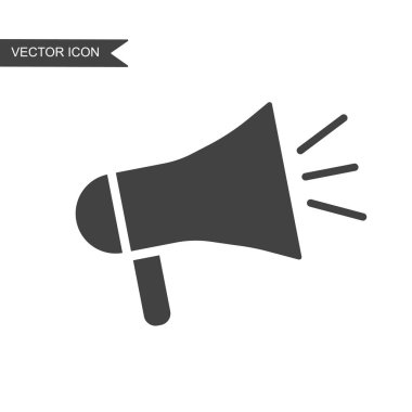 Modern ve basit düz vektör illüstrasyon. Hoparlör simgesi. Web sitesi, sunum, uygulama, arayüz, eğitim, reklam için görüntü.