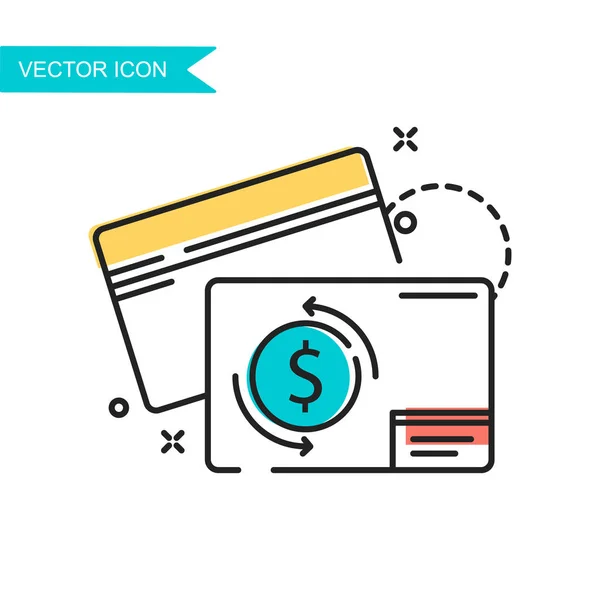 Modern Simple Flat Vector Illustration Credit Card Icon Image Website — Stock Vector