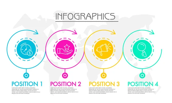 Modern Basit Vektör Çizim Dört Daire Infographic Şablonuyla Oklar Öğeleri — Stok Vektör