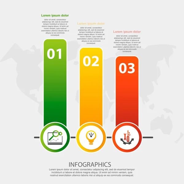 Ilustración Vectorial Moderna Plantilla Infográfica Con Tres Elementos Rectángulo Círculos — Vector de stock