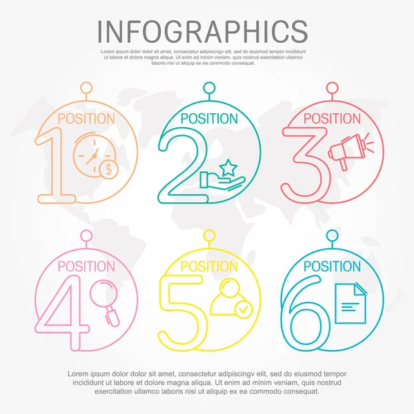 Moderne Und Einfache Vektorillustration Sechs Kreise Infografik Vorlagen Elemente Sektoren — Stockvektor