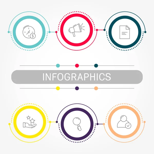 Moderne Eenvoudige Platte Vectorillustratie Infographic Sjabloon Met Zes Cirkels Elementen — Stockvector