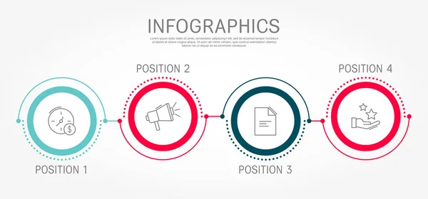 Moderne Eenvoudige Platte Vectorillustratie Infographic Sjabloon Met Vier Cirkels Elementen — Stockvector