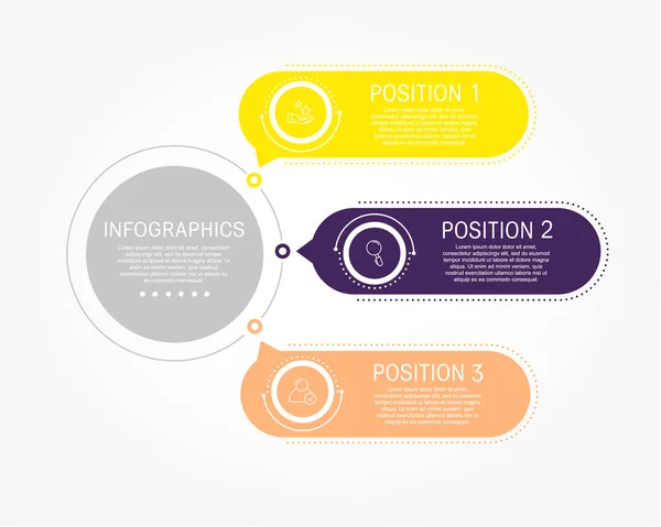Moderne Flache Vektordarstellung Vorlage Für Kreisförmige Infografiken Mit Drei Elementen — Stockvektor