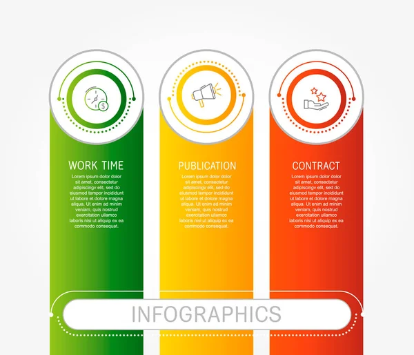 Illustration Vectorielle Moderne Modèle Infographie Avec Trois Éléments Cercles Contient — Image vectorielle