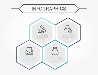 Modern vektör çizim 3d. Dört altı köşe elemanları ile Infographic şablonu. İş, sunumlar, web tasarım, iş akışı düzeni, faaliyet raporu için 4 adımlar ile diyagramları için tasarlanmış.