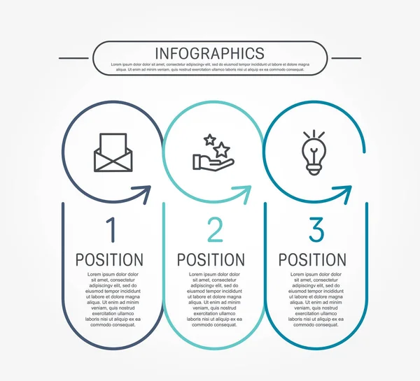 Moderne Flache Vektordarstellung Vorlage Infografiken Mit Drei Elementen Kreisen Und — Stockvektor