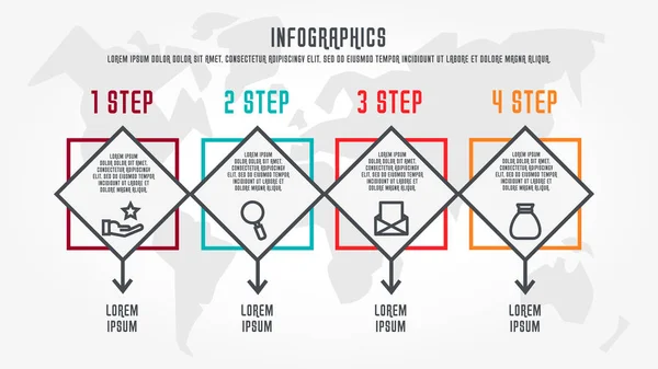 Moderní Vektorové Ilustrace Infografika Šablona Čtyřmi Prvky Kosočtverec Časová Osa — Stockový vektor