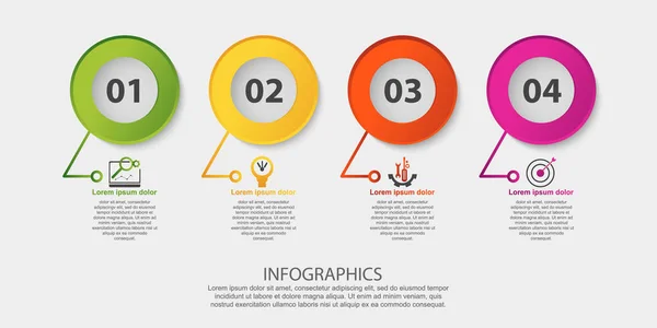 Illustration Vectorielle Moderne Modèle Infographie Circulaire Avec Quatre Éléments Icônes — Image vectorielle