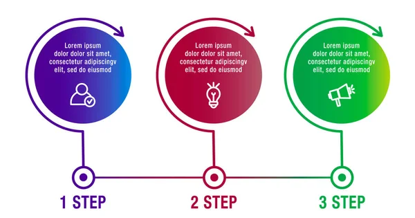 Σύγχρονη Διανυσματικά Εικονογράφηση Infographic Κύκλοι Πρότυπο Τρία Στοιχεία Τομείς Εικονίδια — Διανυσματικό Αρχείο