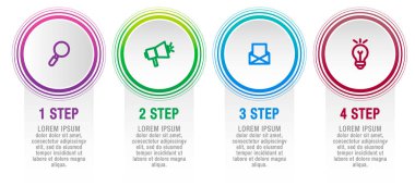 Modern vektör çizim 3d. Infographic şablon dört öğeleri, sektörler, simgeleri ile daireler. İş, sunumlar, web tasarım, arayüzü, iş akışı düzeni, 4 adımlar ile diyagramları için tasarlanmış
