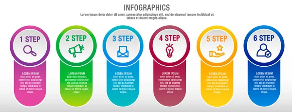 Moderní Vektorové Ilustrace Infografika Kruhy Šablony Šesti Prvky Sektory Ikony — Stockový vektor