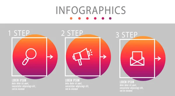 Moderne Vektorlinie Illustration Infografische Kreise Vorlage Mit Drei Elementen Quadraten — Stockvektor