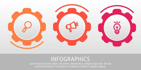 Moderne Vektor Illustration Infografik Zahnräder Vorlage Mit Drei Elementen Symbole — Stockvektor