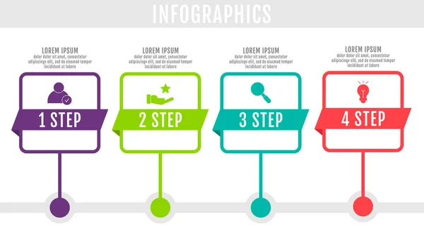 Ilustração vetorial plana moderna e simples. Modelo infográfico com quatro pontos, elementos, quadrados, porcentagens. Projetado para negócios, apresentações, web design, interface 4 diagramas de passo — Vetor de Stock