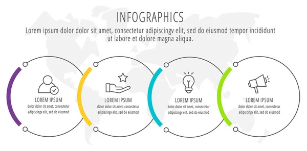 Moderne Und Einfache Flache Vektordarstellung Infografik Vorlage Mit Vier Kreisen — Stockvektor