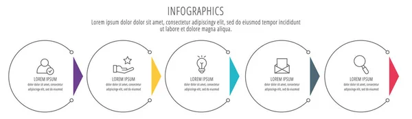 Moderní Linie Vektorové Ilustrace Infografika Kruhy Šablony Pěti Prvků Sektory — Stockový vektor