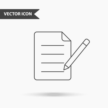 Kalemler ve belge simgesinin modern ve basit vektör Illustration. Uygulama, arayüz, sunum, izole arka planda Infographics için ince çizgiler ile kayıtların düz görüntü sayfası